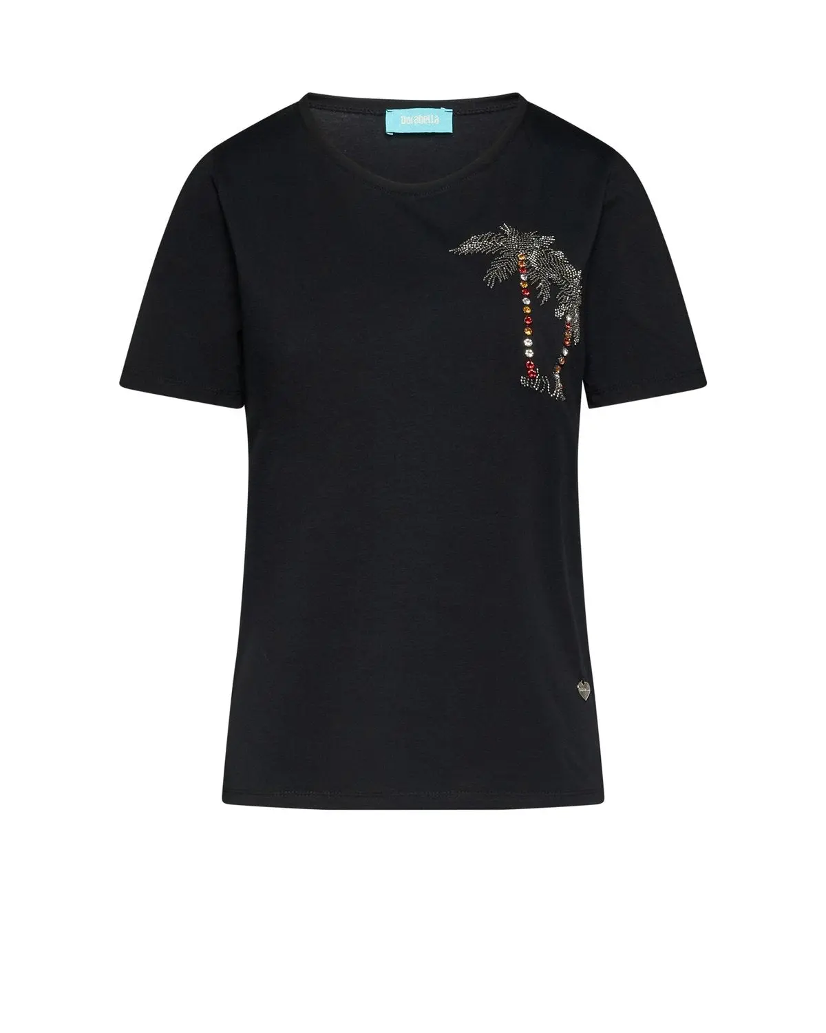 T-shirt con ricamo lato cuore NERO - Image 2