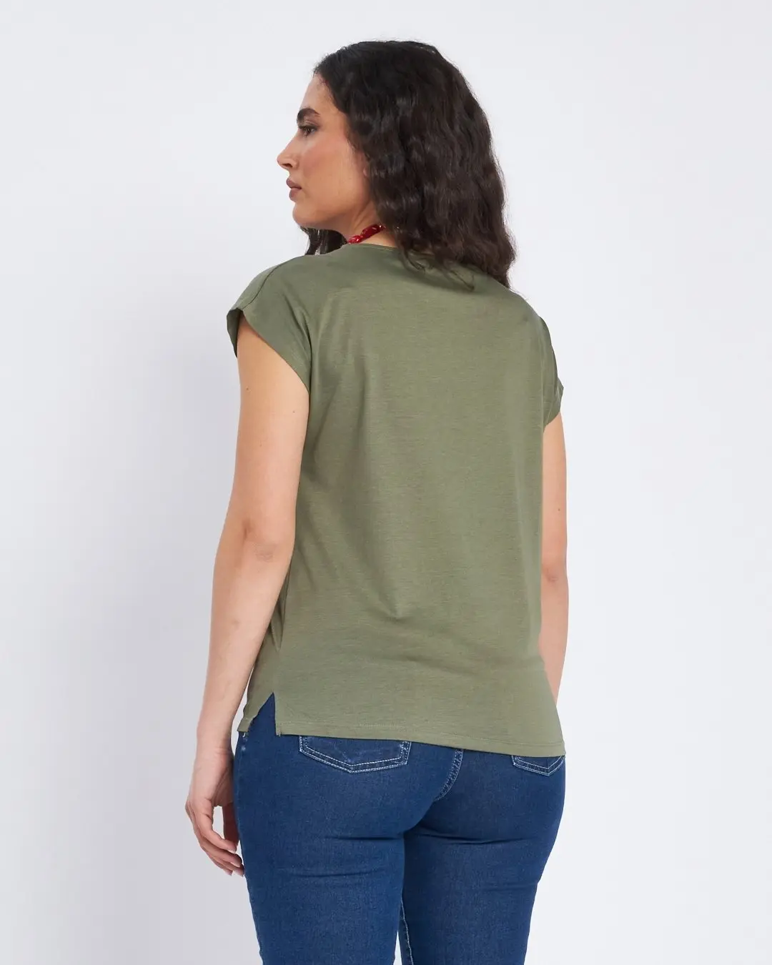 T-shirt con coulisse asimmetrica laterale MILITARE - Image 4