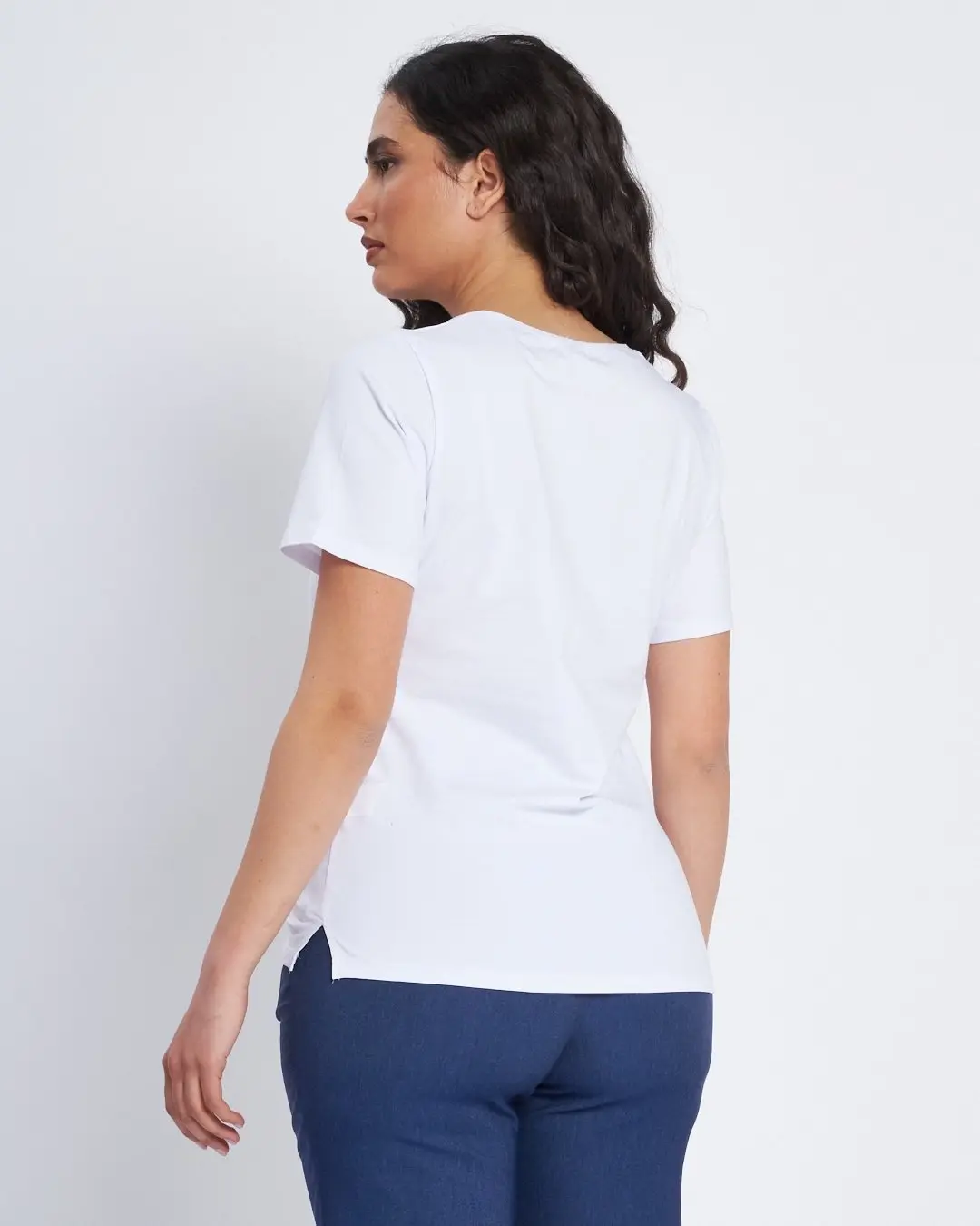T-shirt con scritta ricamata con trafori BIANCO - Image 4