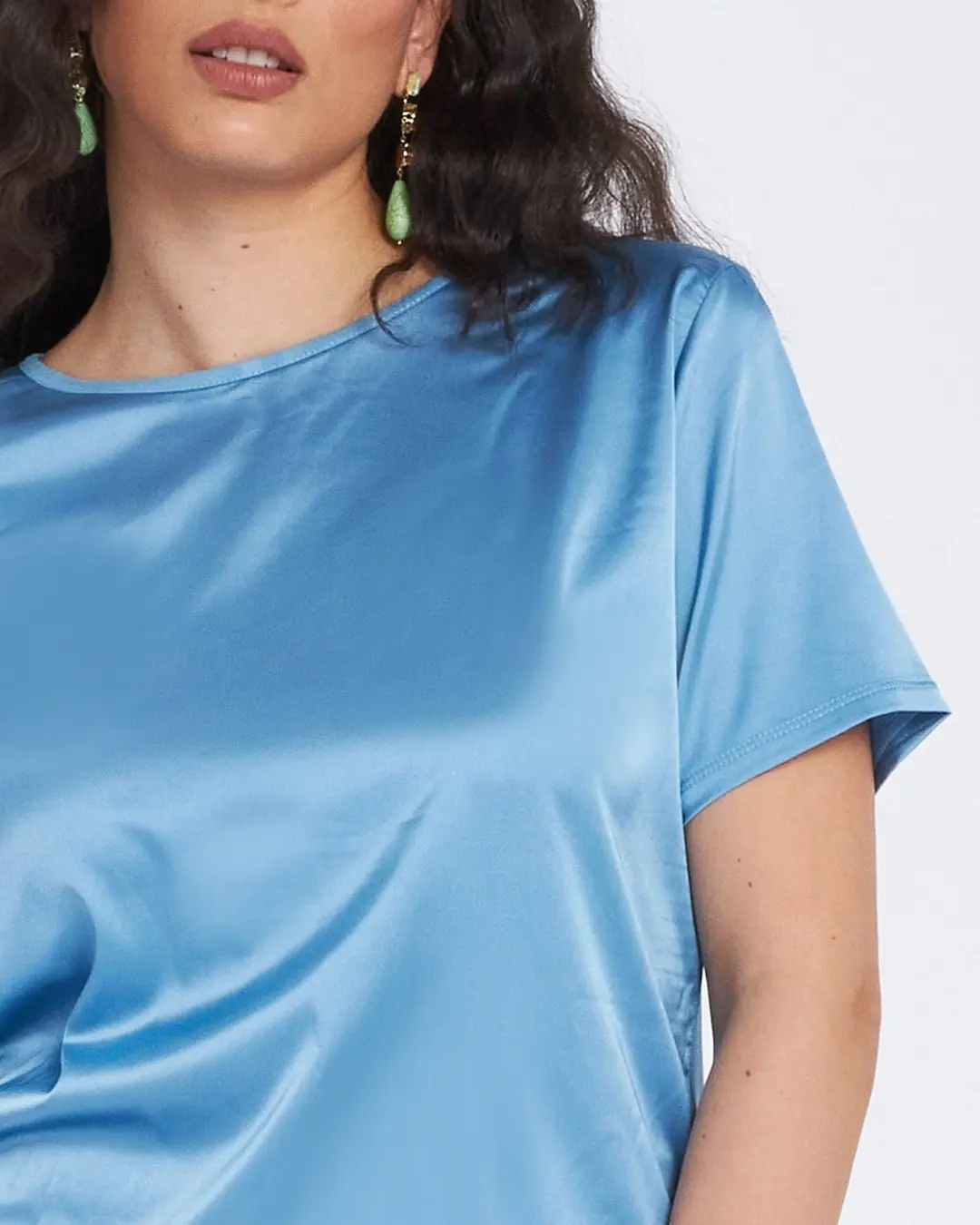 T-shirt con inserto in raso frontale CABANA BLUE - Image 3