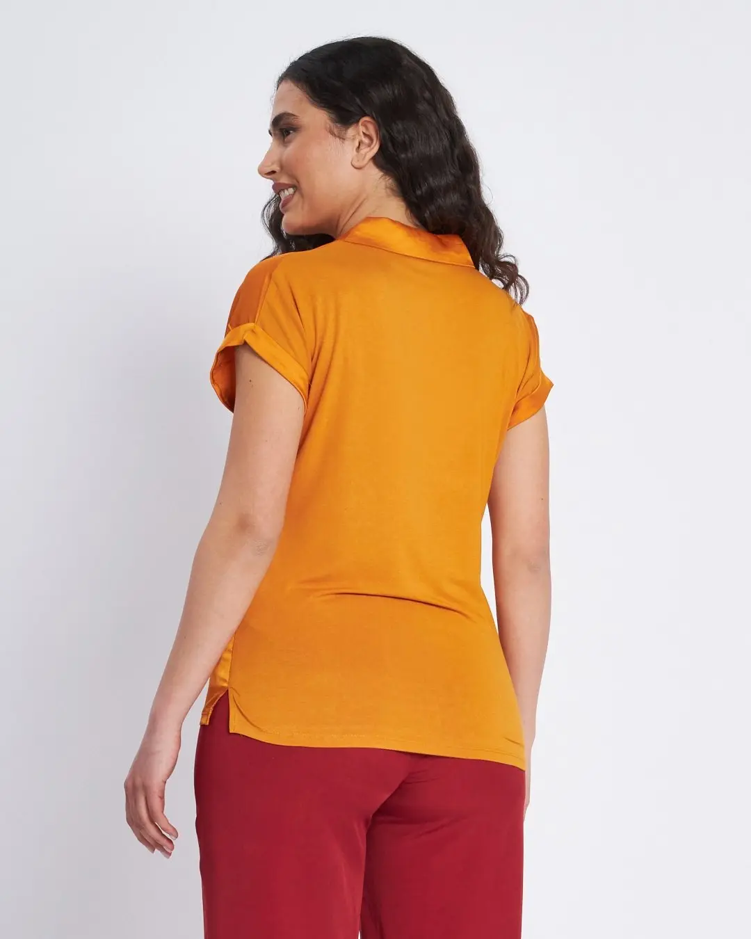 T-shirt in misto viscosa e raso CURCUMA - Image 4