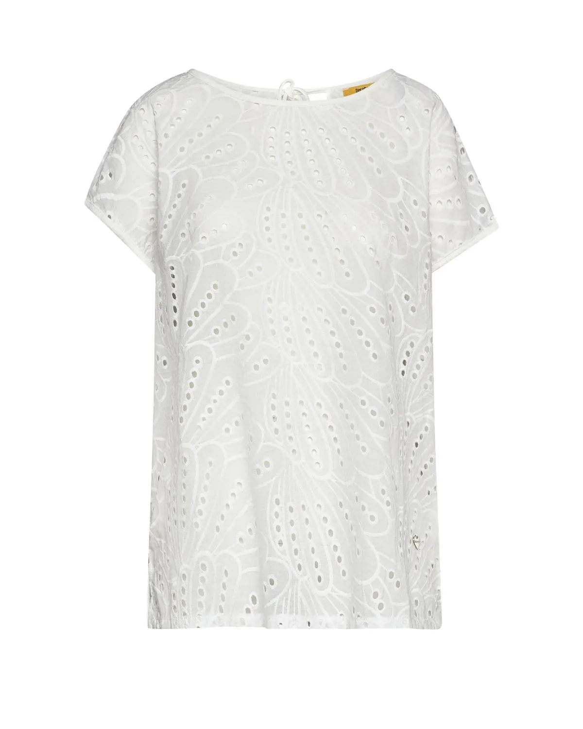 Tshirt bimaterica con davanti in sangallo BIANCO - Image 2