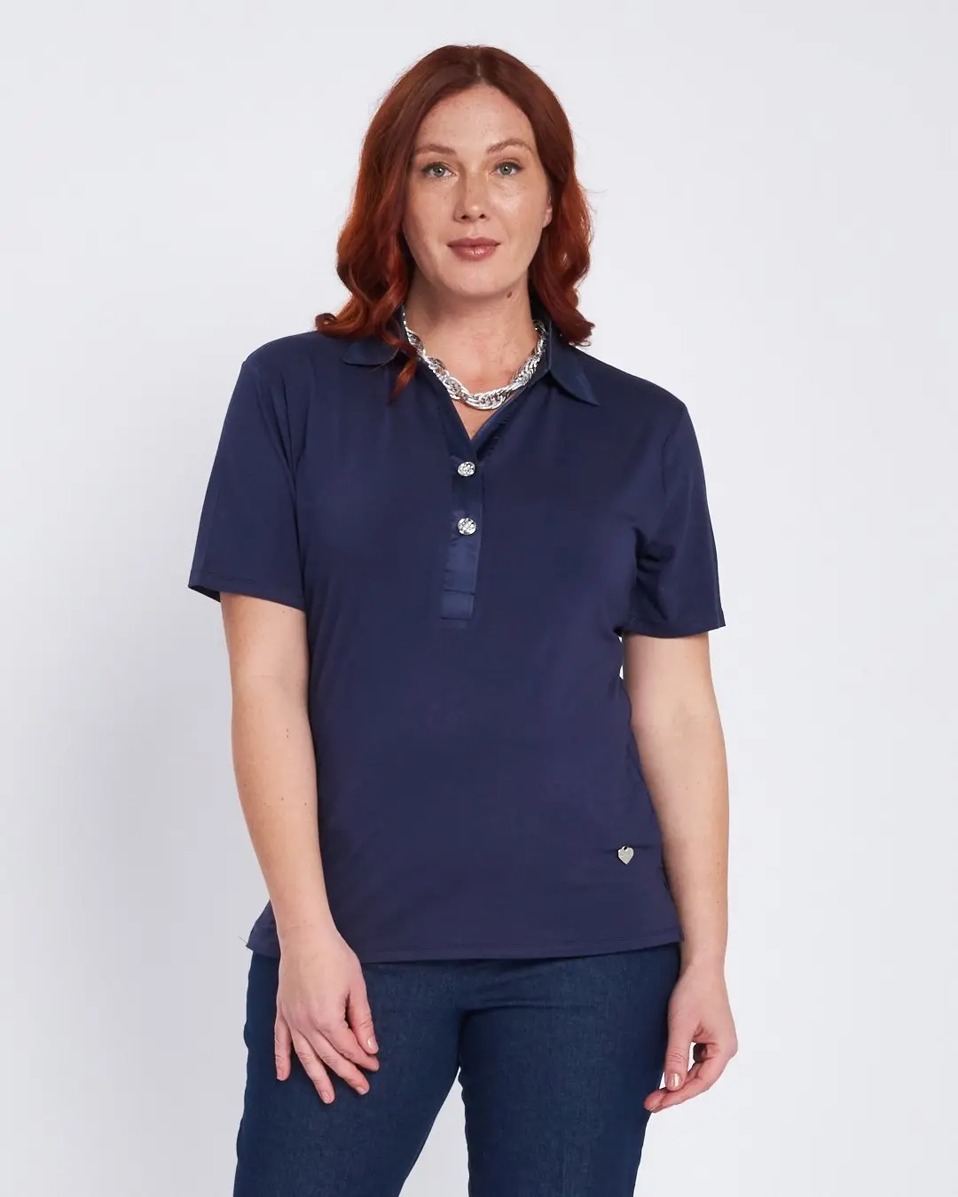 T-shirt con colletto polo e bottoni BLU