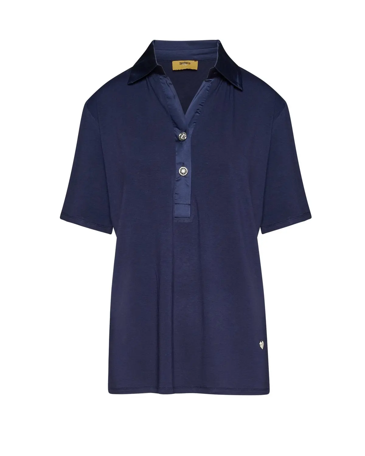 T-shirt con colletto polo e bottoni BLU - Image 2