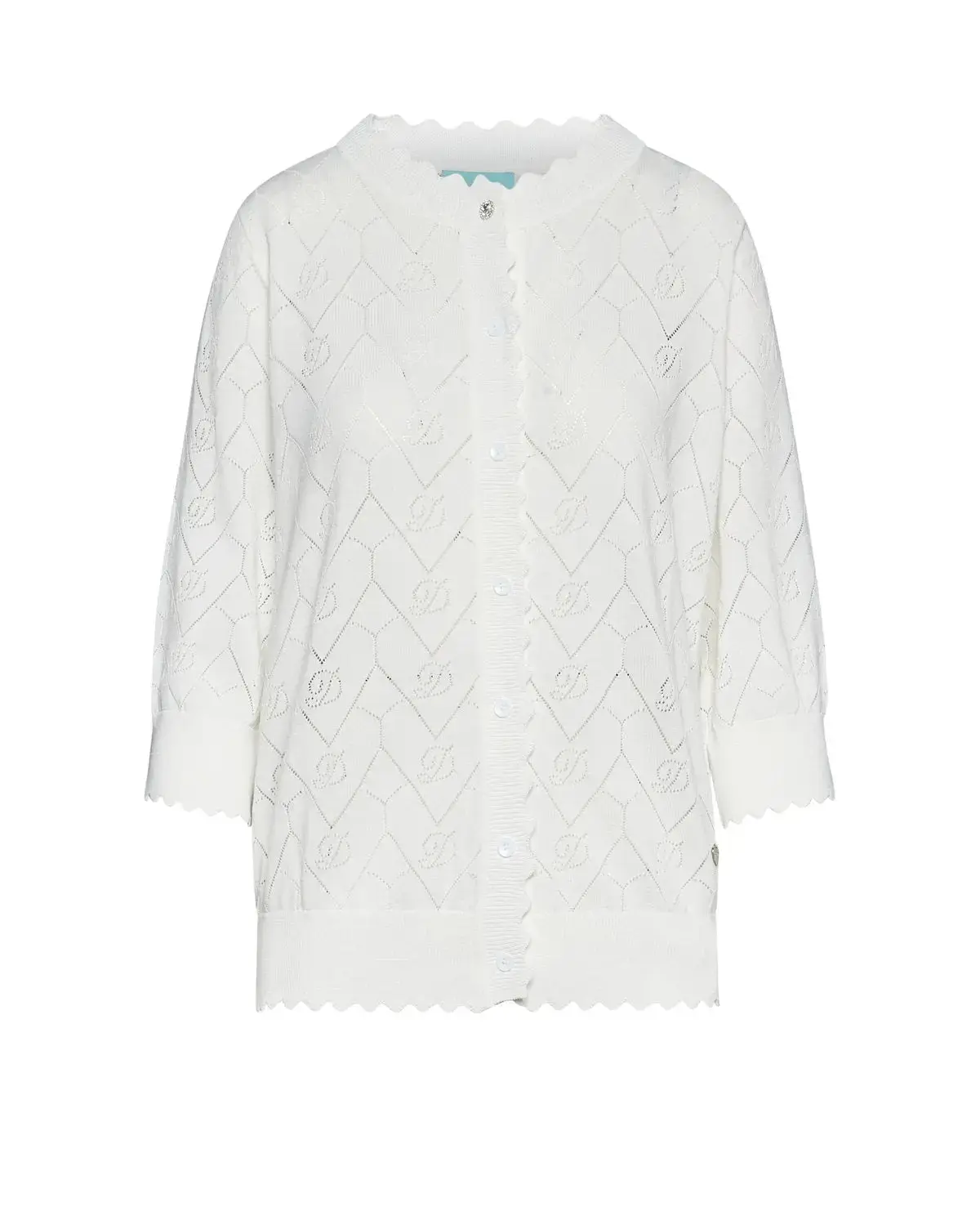 Maglia con texture a trafori e bottoni frontali BIANCO