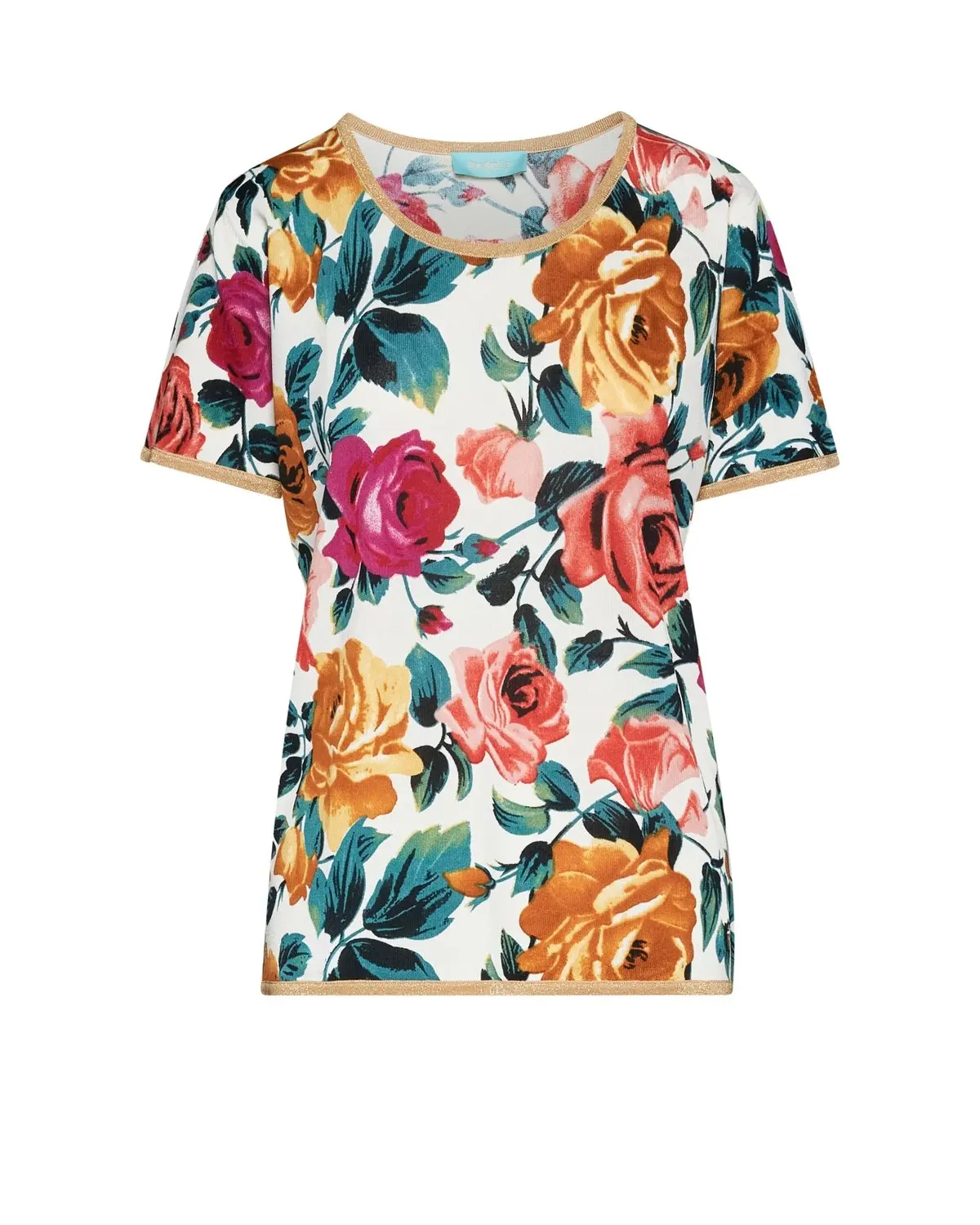 Maglia girocollo a fantasia con bordino lurex BIANCO - Image 2