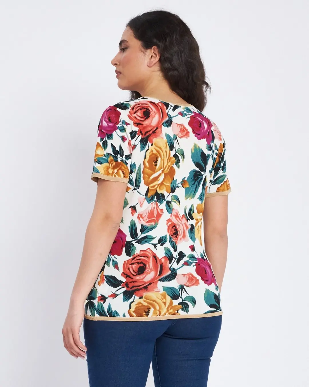 Maglia girocollo a fantasia con bordino lurex BIANCO - Image 4