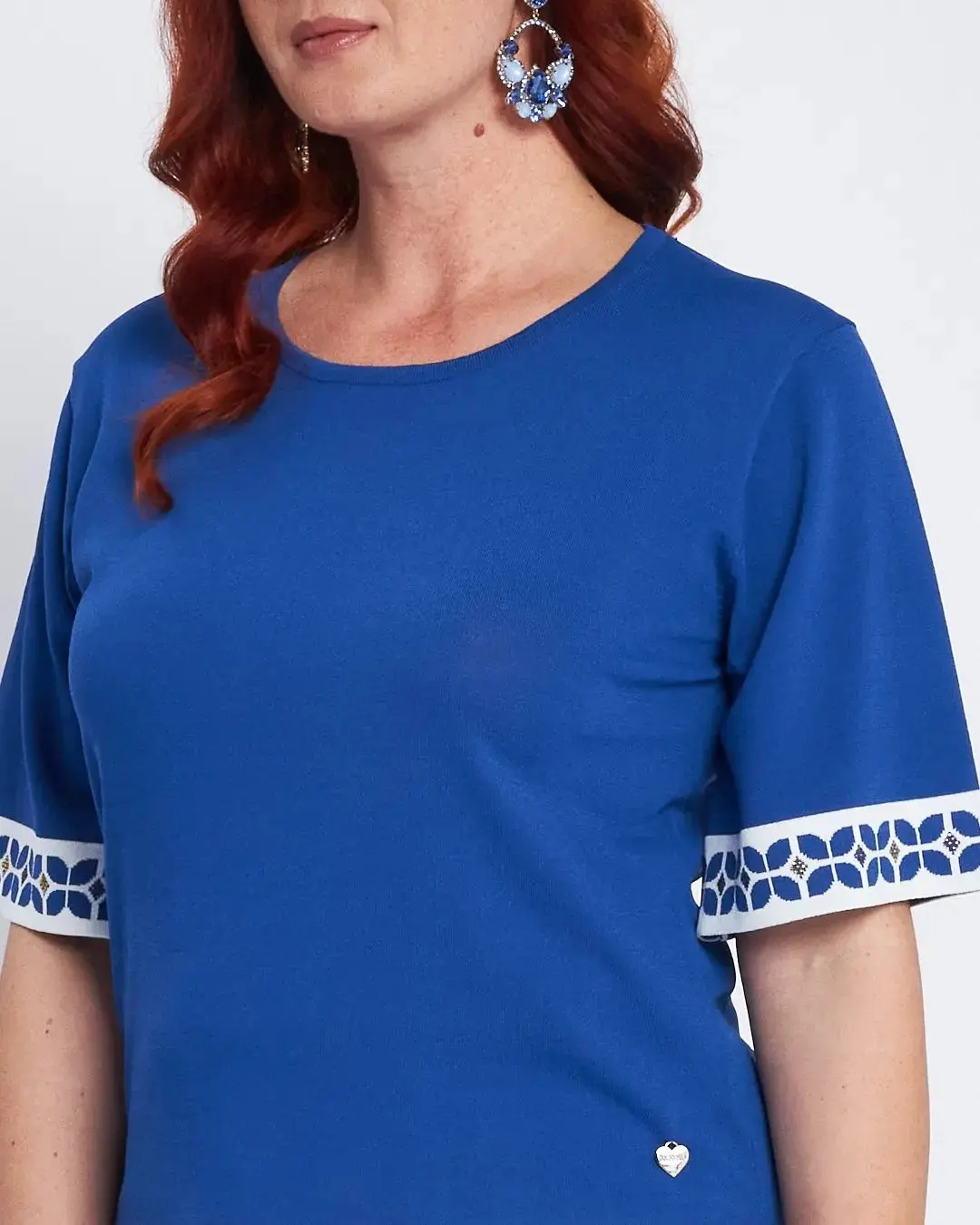 Maglia a mezze maniche con greca e strass - Image 2