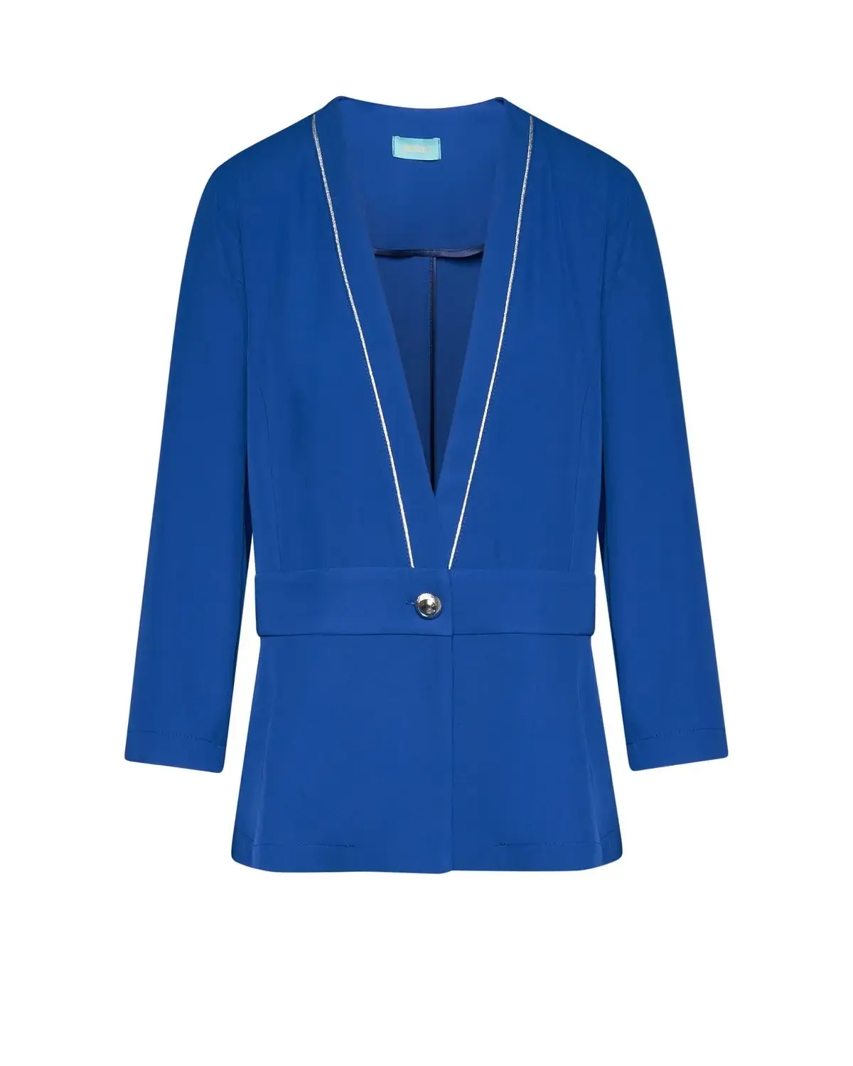 Giacca senza collo con baschina e piping BLU CHINA