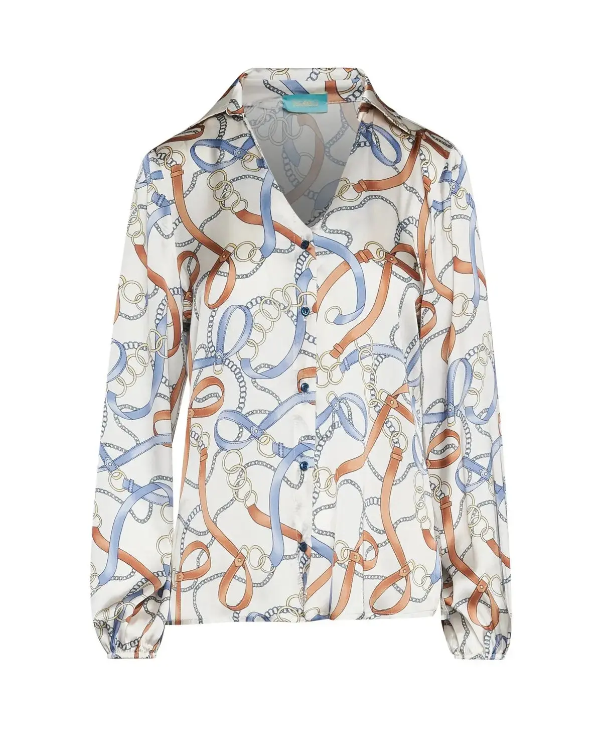 Camicia stampata a scollo a V con colletto FANTASIA