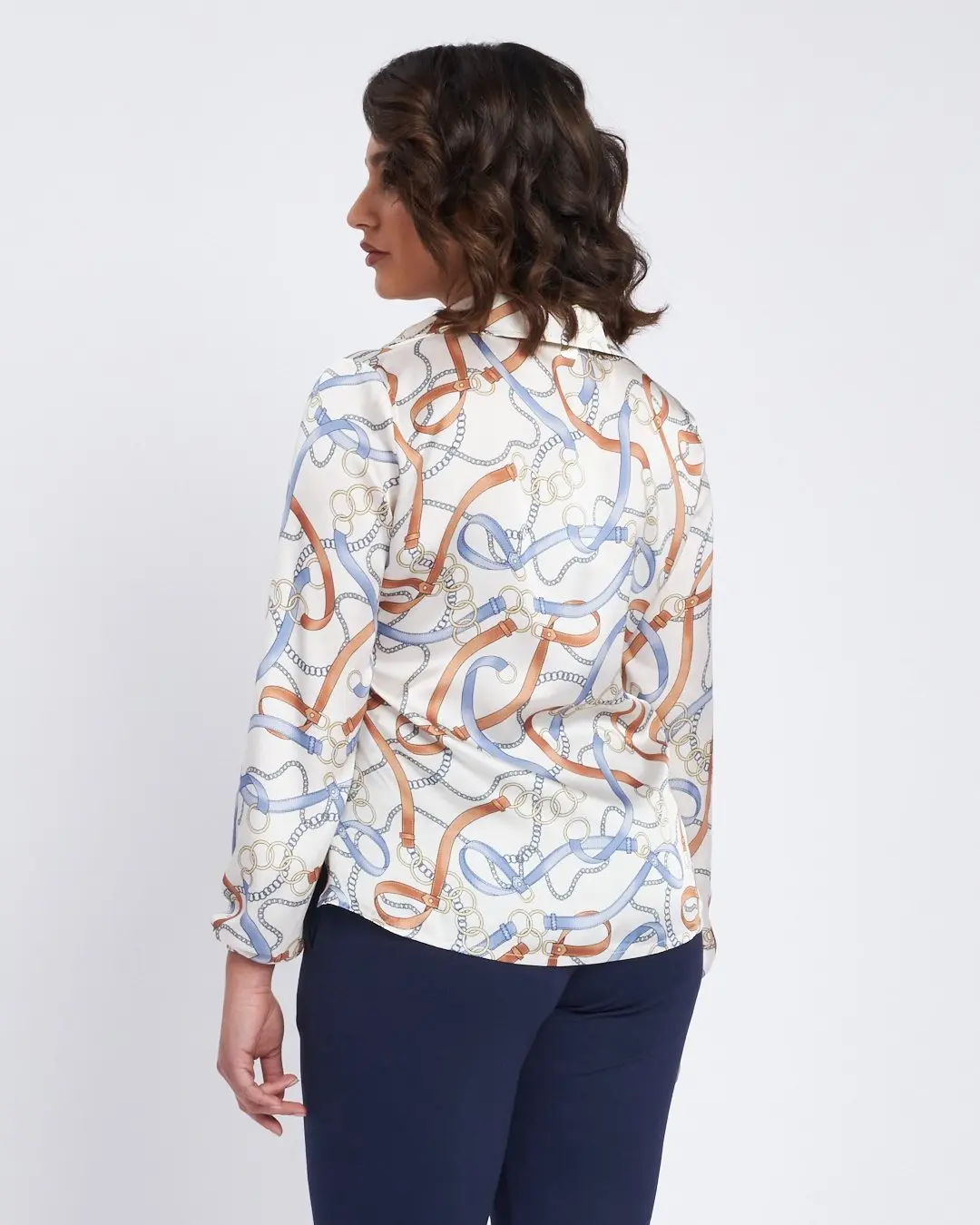 Camicia stampata a scollo a V con colletto FANTASIA - Image 4