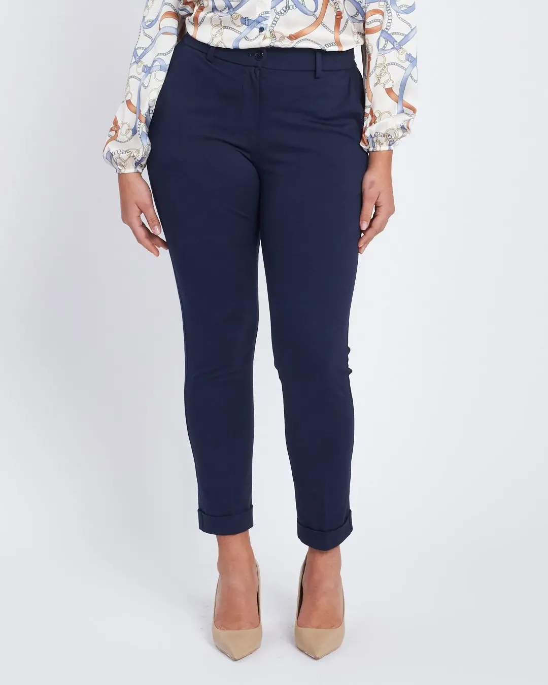 Pantalone con risvolto sul fondo BLU