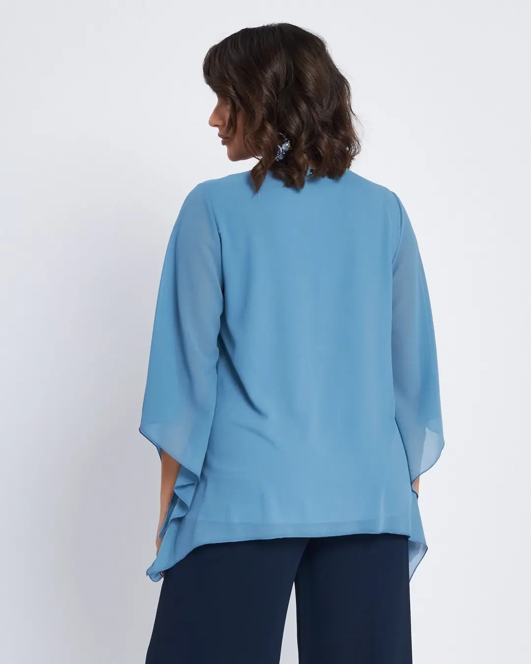 Blusa kimono con scollo a V e applicazioni POLVERE - Image 4