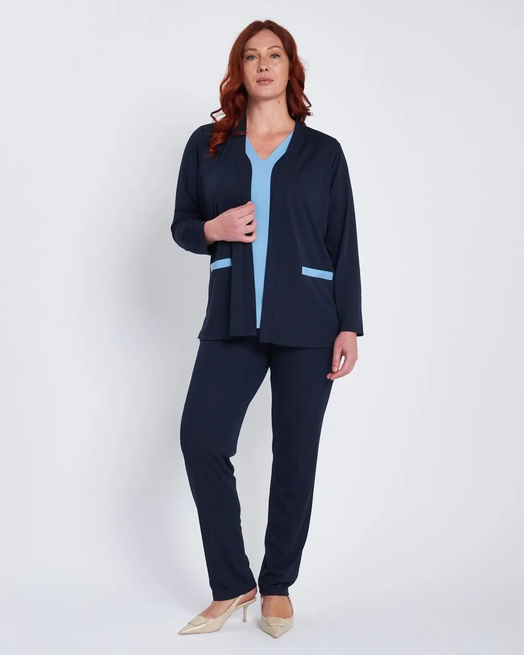 Twinset con spolvero e top bicolor BLU - Image 6