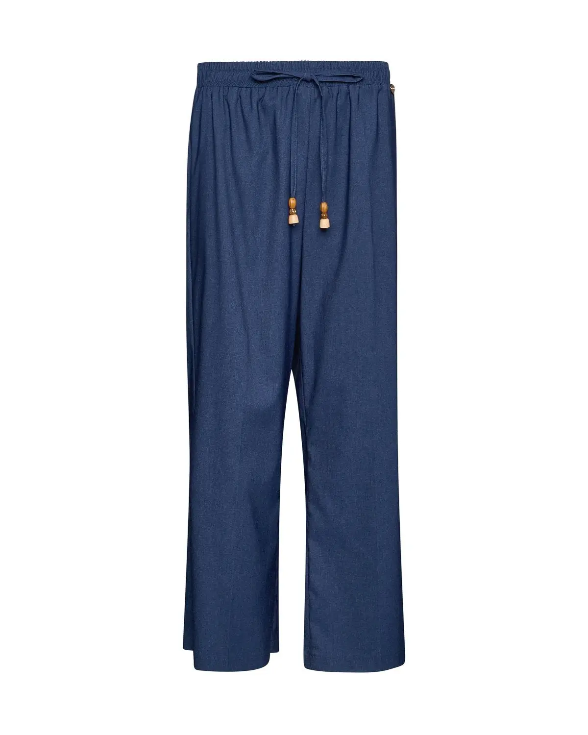 Jogger a palazzo in chambray con lacci BLU - Image 2