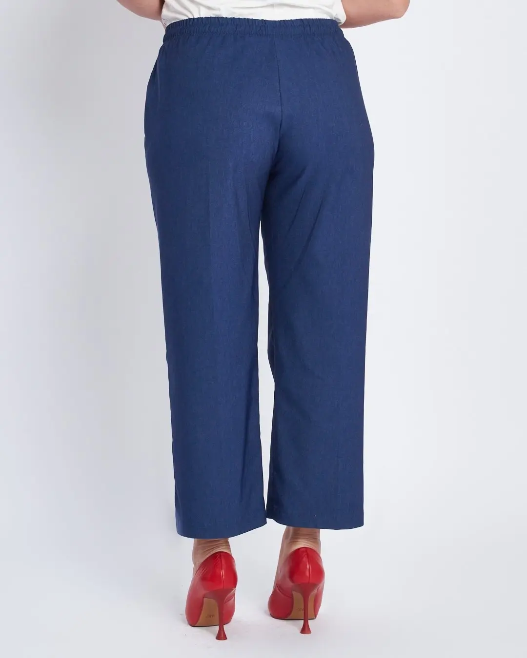 Jogger a palazzo in chambray con lacci BLU - Image 3