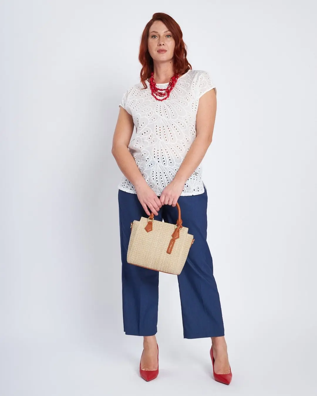 Jogger a palazzo in chambray con lacci BLU - Image 4