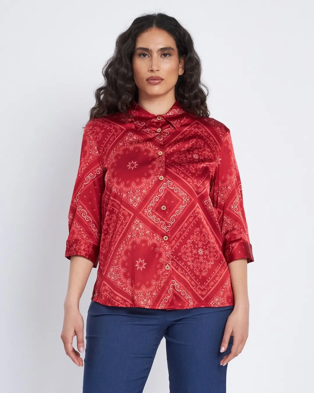 Camicia stampata con manica 7/8 INDIA