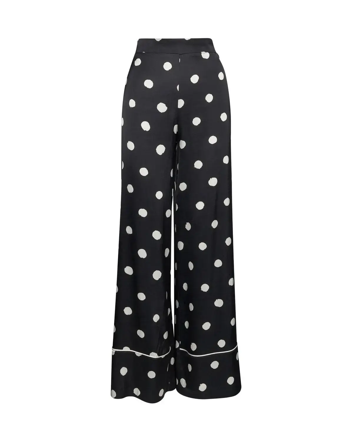 Pantaloni wide leg stampati con piping frontale NERO