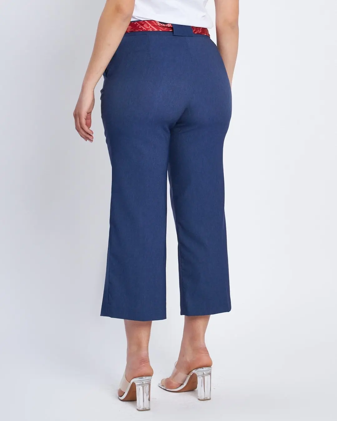 Pantalone cropped con cintura a fantasia DENIM - Image 3