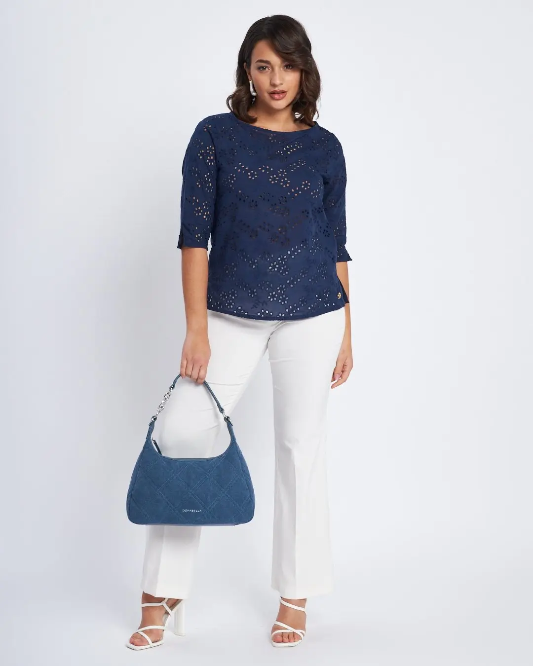 Pantalone wide leg in chambray BIANCO - Image 3