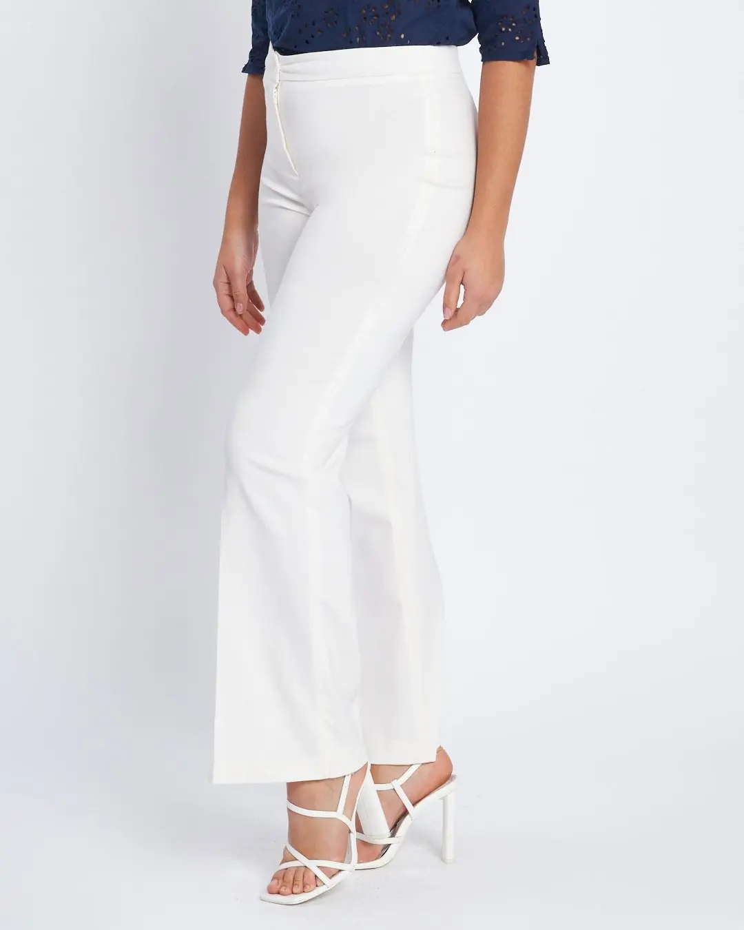 Pantalone wide leg in chambray BIANCO - Image 4
