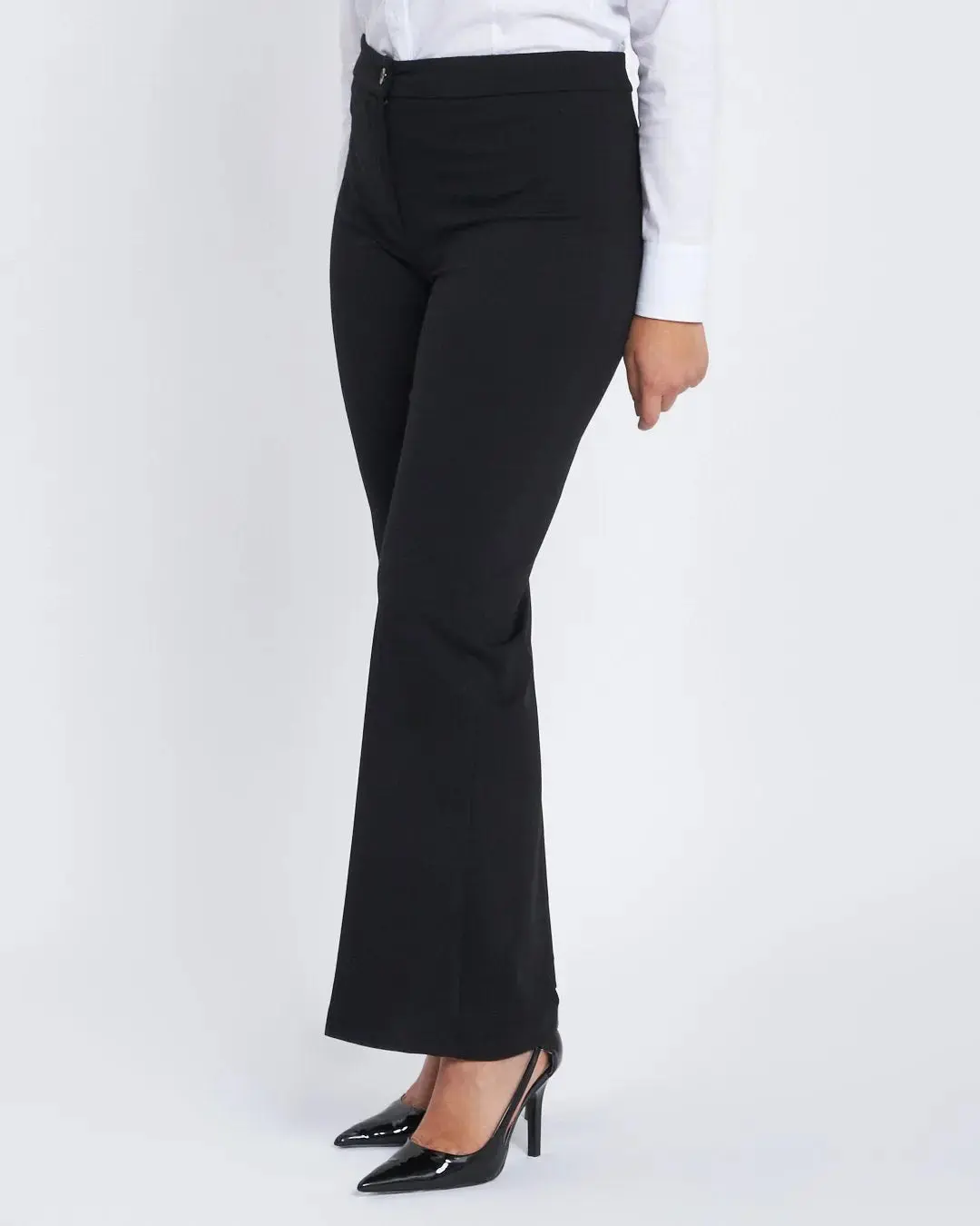 Pantalone flare con zip e bottone in punto milano di viscosa - Image 6