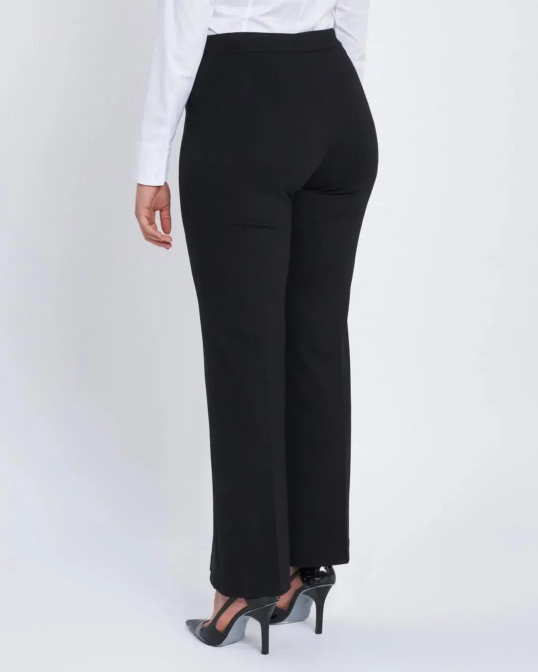 Pantalone flare con zip e bottone in punto milano di viscosa - Image 7