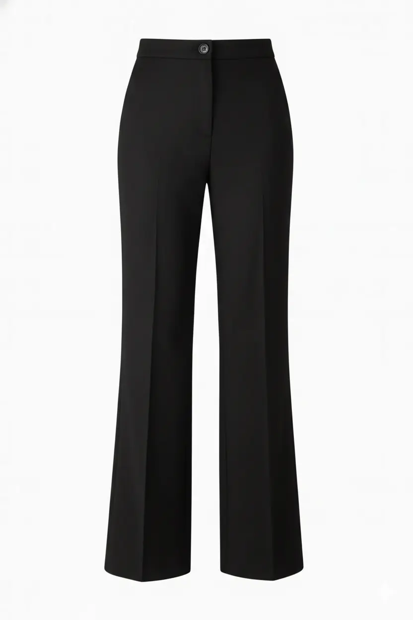 Pantalone flare con zip e bottone in punto milano di viscosa - Image 8
