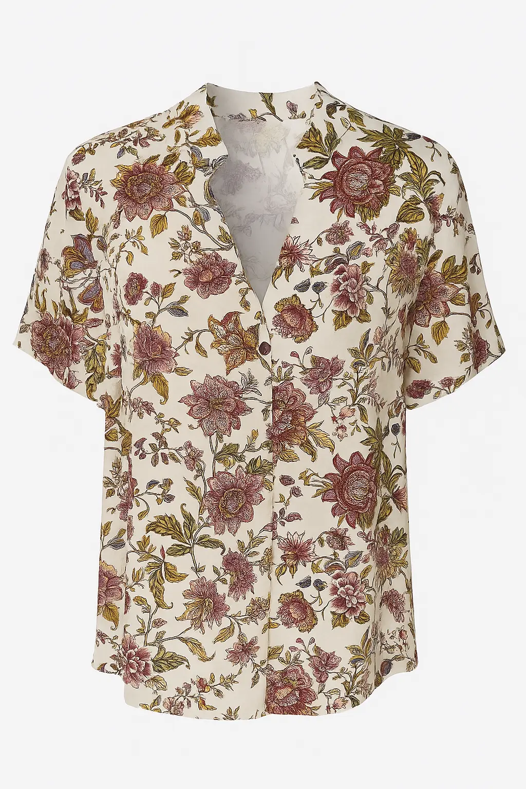 Blusa a mezza manica con colletto coreana in viscosa stampata - Image 7