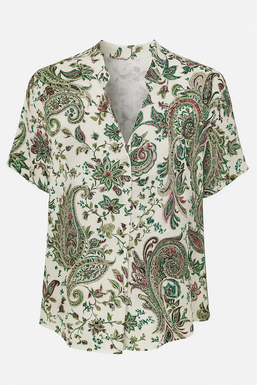 Blusa a mezza manica con colletto coreana in viscosa stampata - Image 8