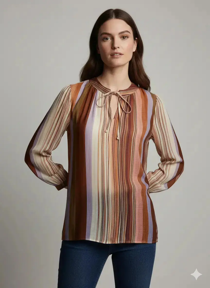 Blusa bi-materiale stampata - Image 3