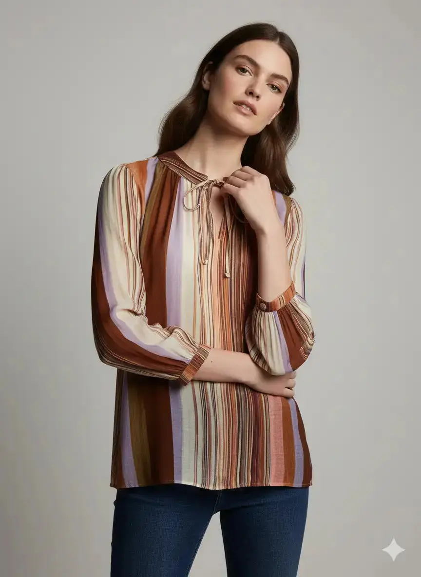 Blusa bi-materiale stampata - Image 4