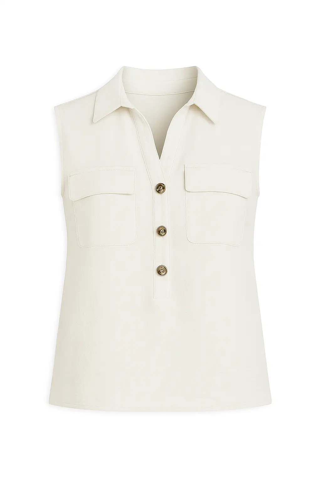 Blusa con abbottonatura polo e colletto in fluido bollito - Image 3