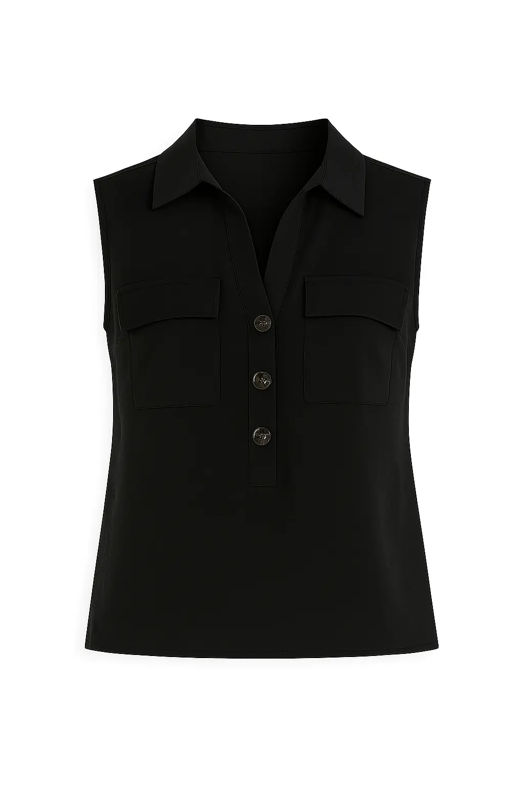 Blusa con abbottonatura polo e colletto in fluido bollito - Image 4