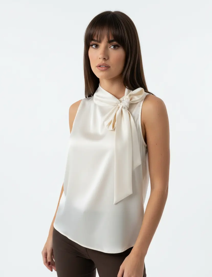 Blusa con fiocco al collo - Image 4