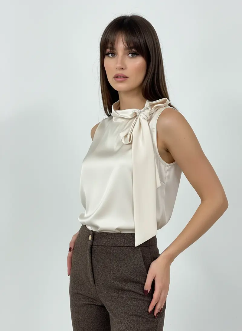 Blusa con fiocco al collo - Image 5