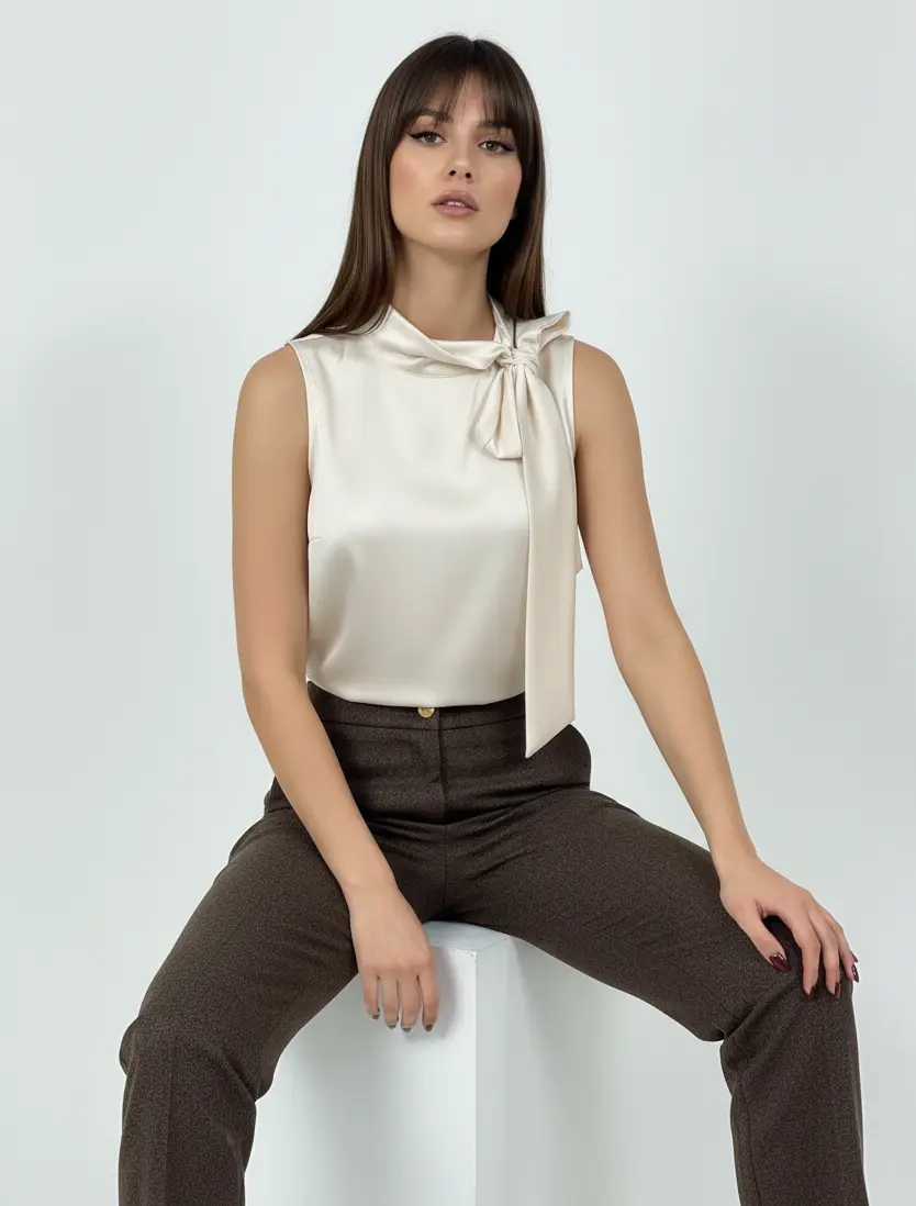 Blusa con fiocco al collo - Image 6