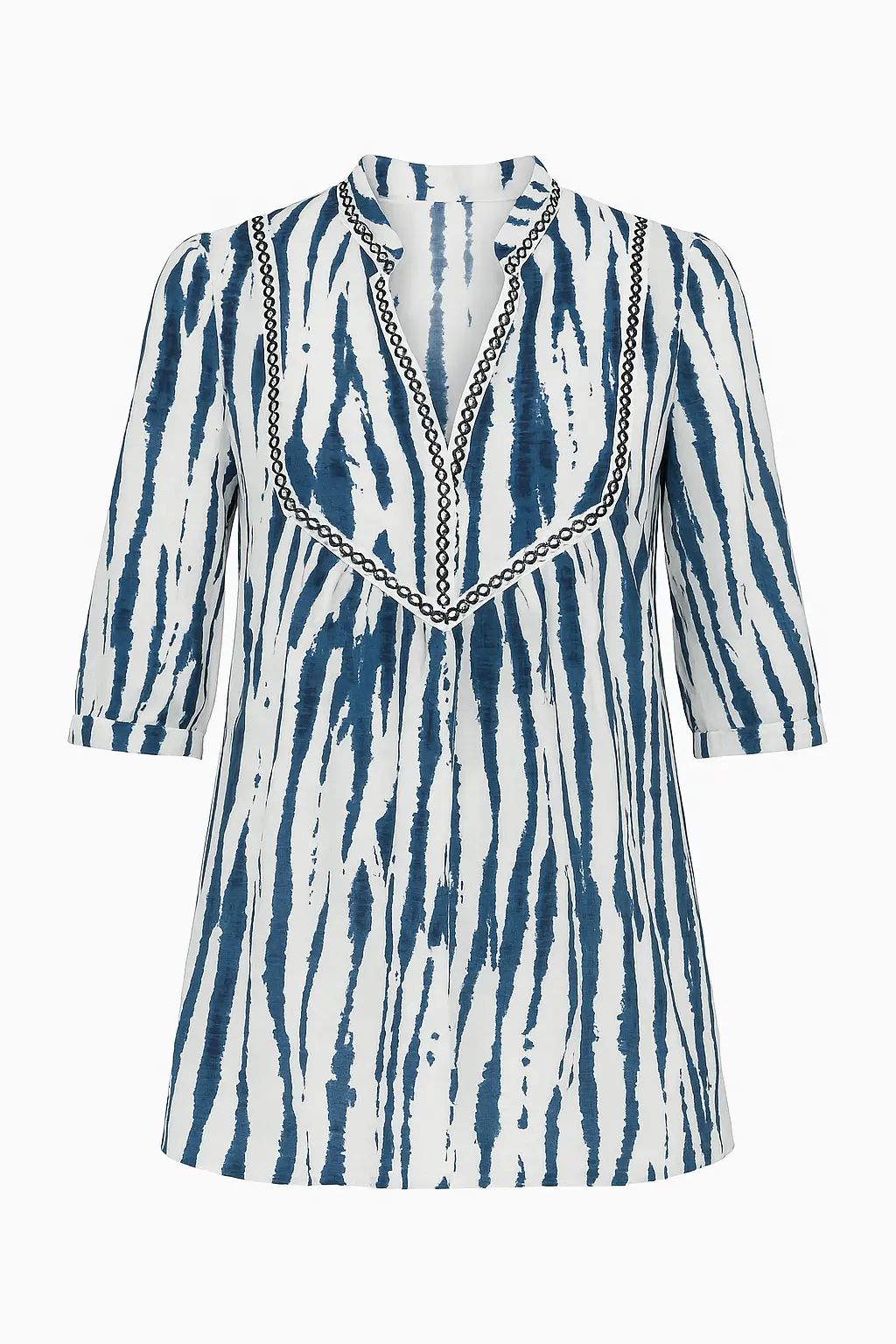 Blusa con scollo a V e passamaneria in viscosa stampato - Image 2