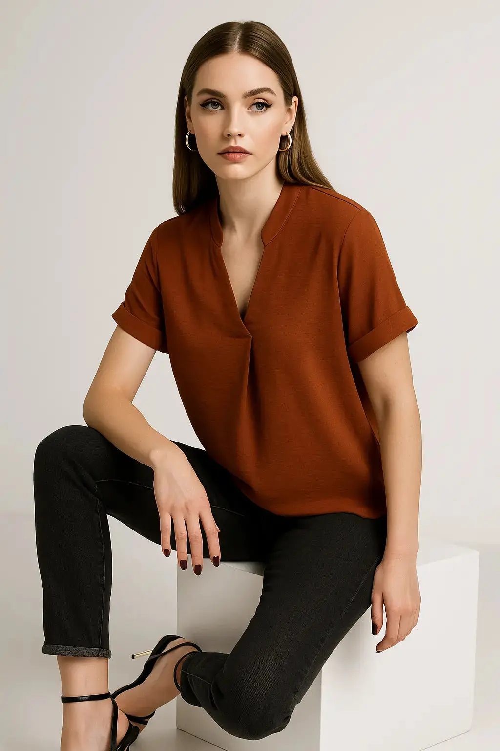 Blusa con scollo alla coreana - Image 2