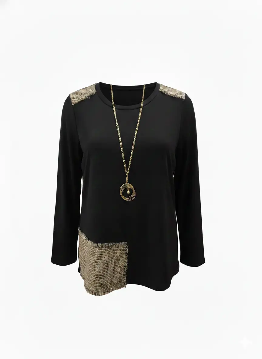 Blusa girocollo con collana accessorio - Image 6