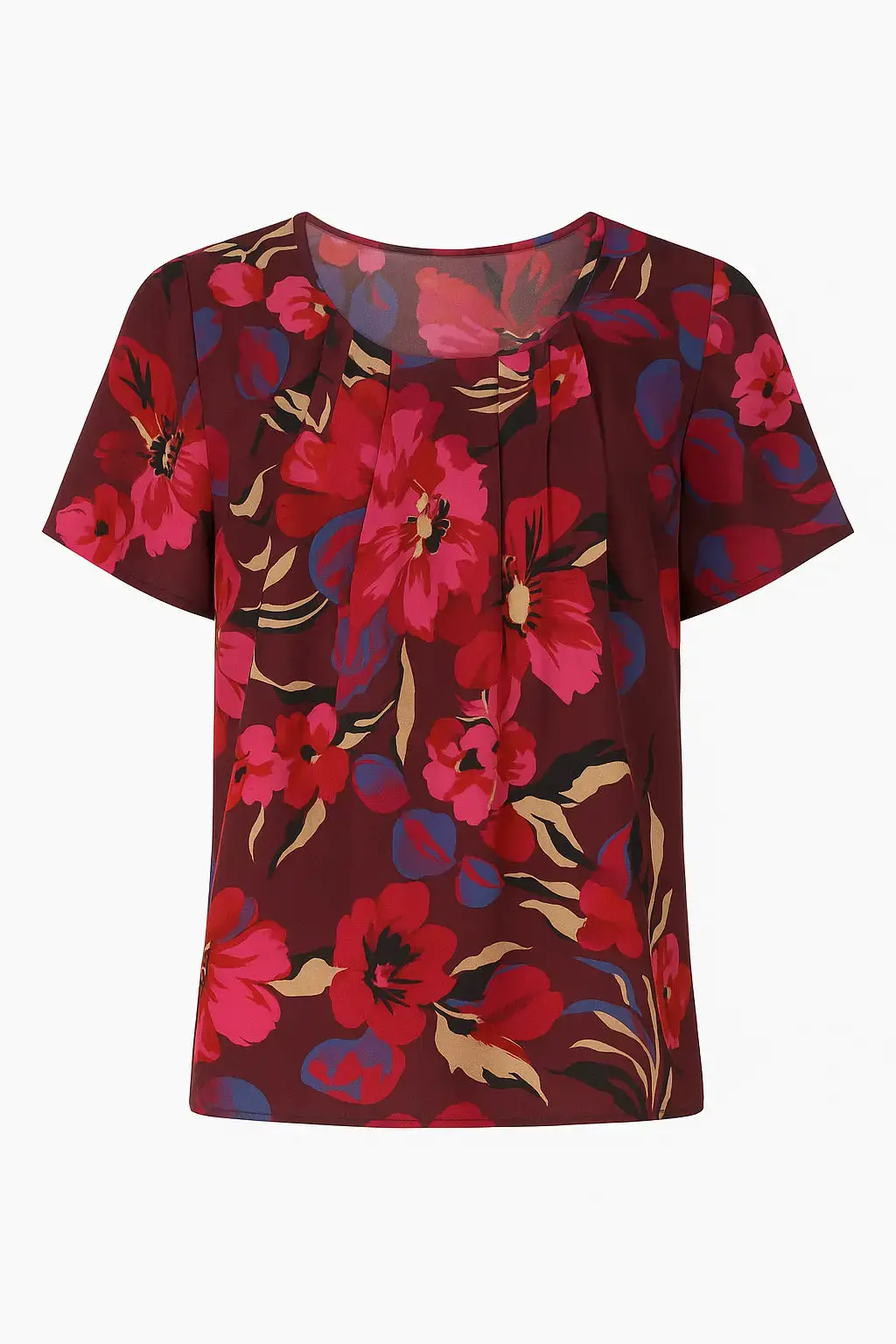 Blusa girocollo con fantasia floreale