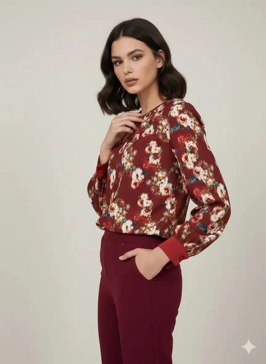 Blusa girocollo fantasia - Image 3