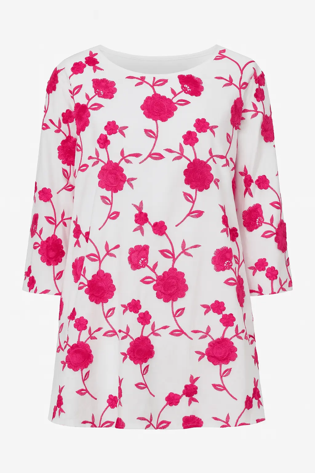 Blusa girocollo in sangallo con fiori colorati ricamati - Image 3