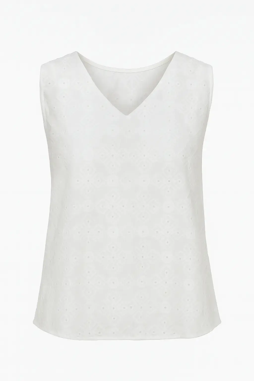 Blusa in sangallo con scollo a V e retro in jersey a tono