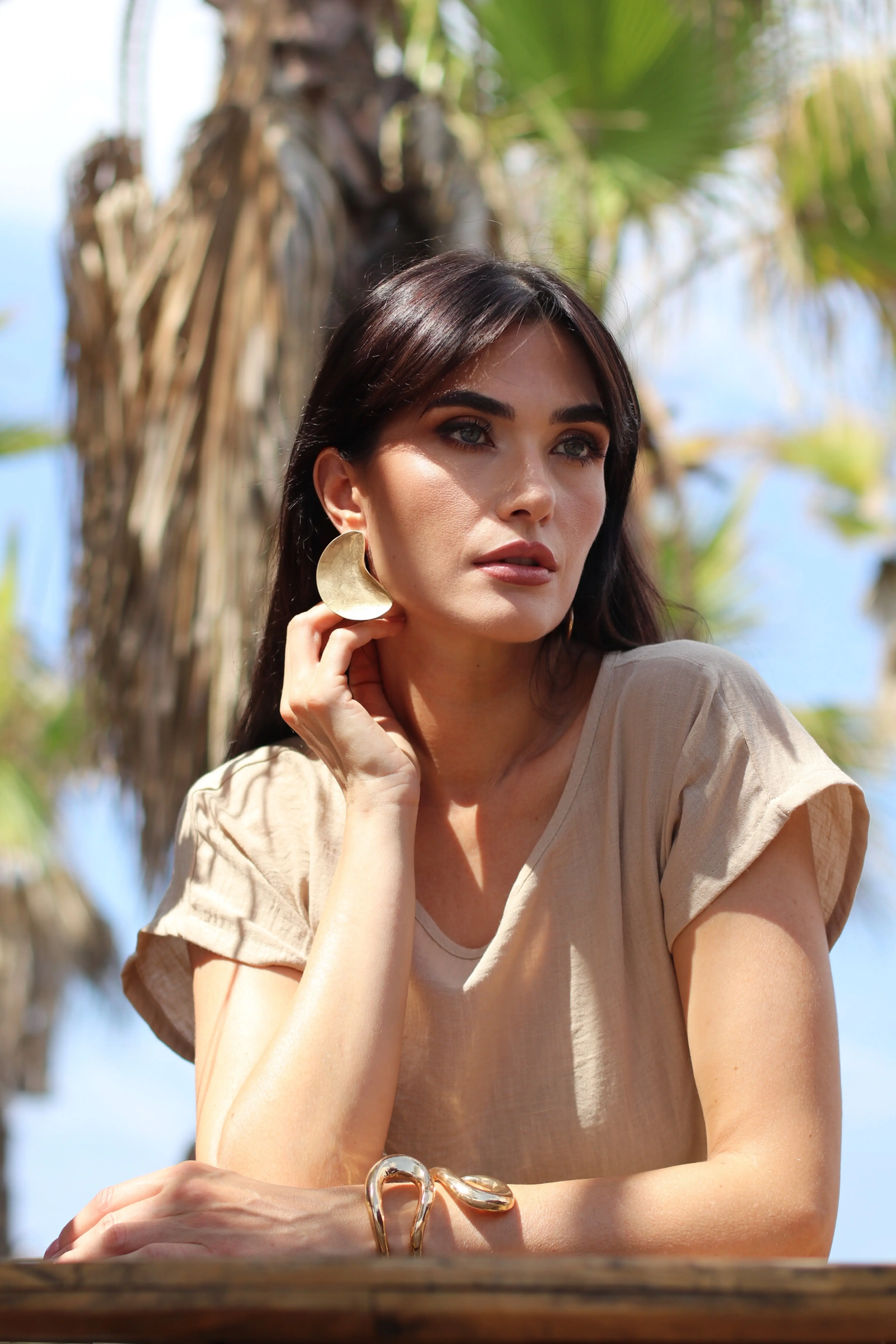 Blusa kimono tinta unita BEIGE - Image 7