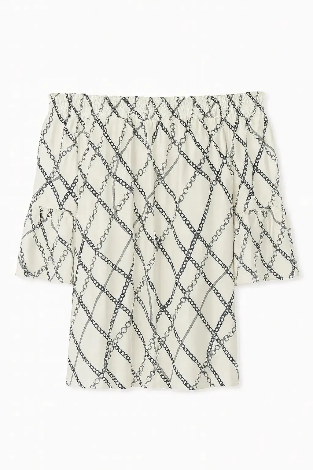 Blusa stampata con scollo omerale elasticizzato con balze - Image 13