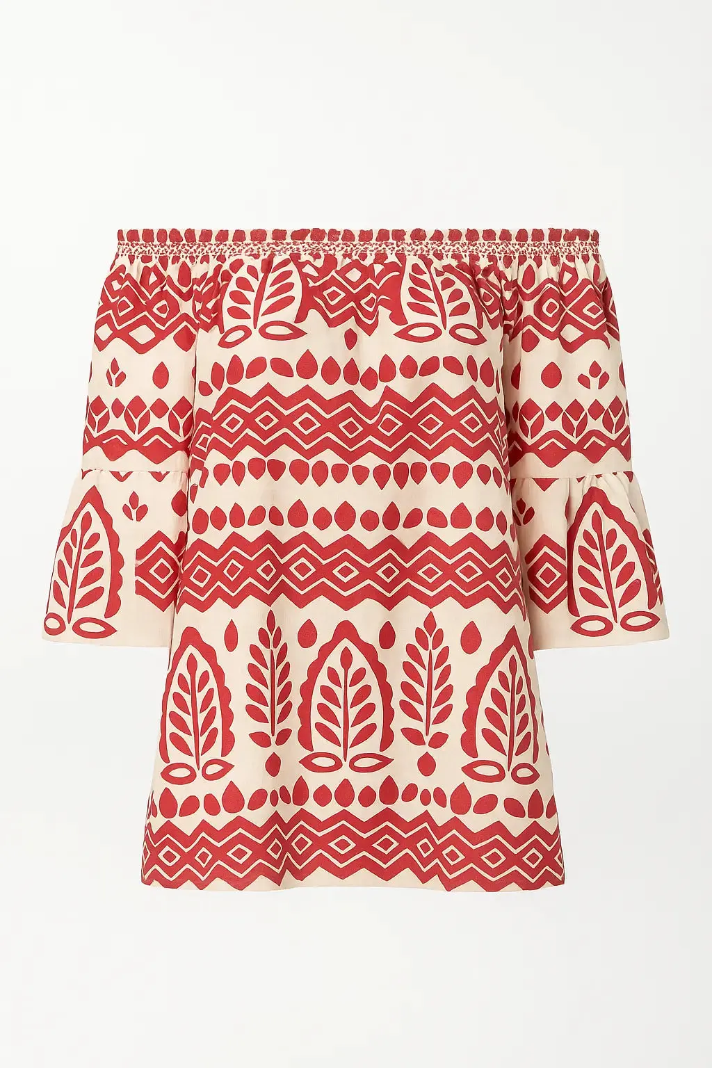 Blusa stampata con scollo omerale elasticizzato con balze - Image 15