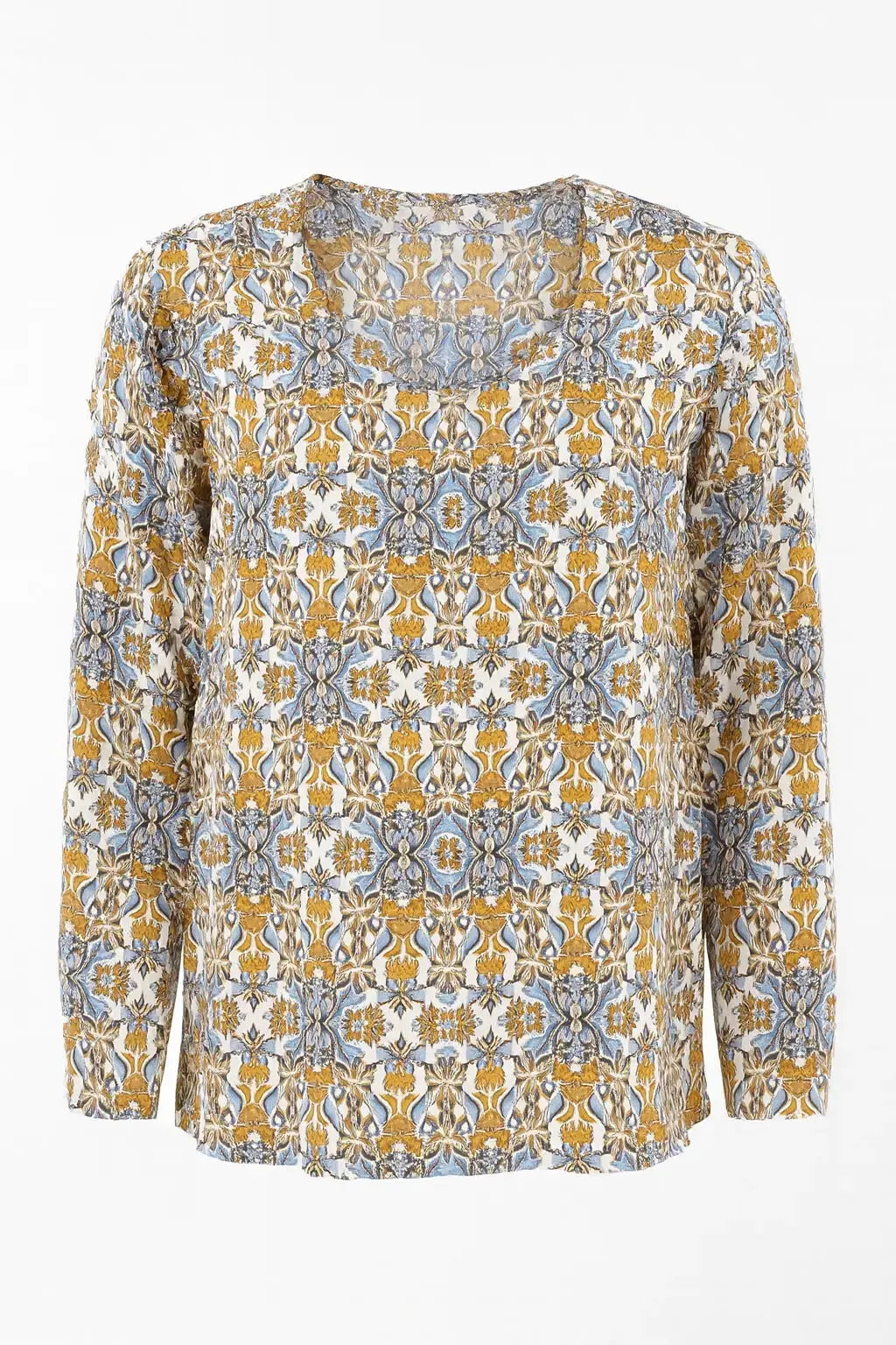 Blusa stampata scollo a "V"