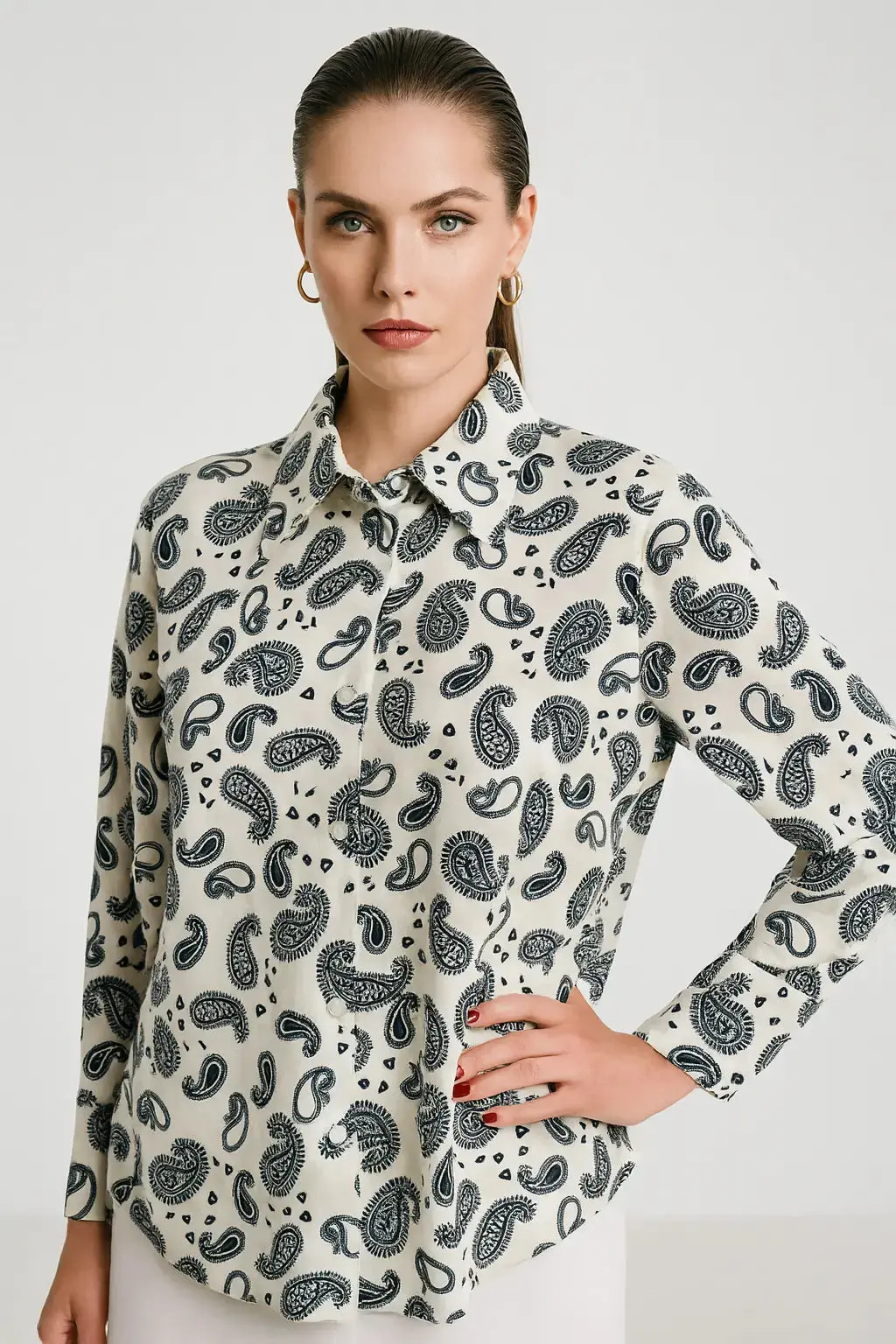 Camicia con colletto, a maniche lunghe con stampa all over - Image 2